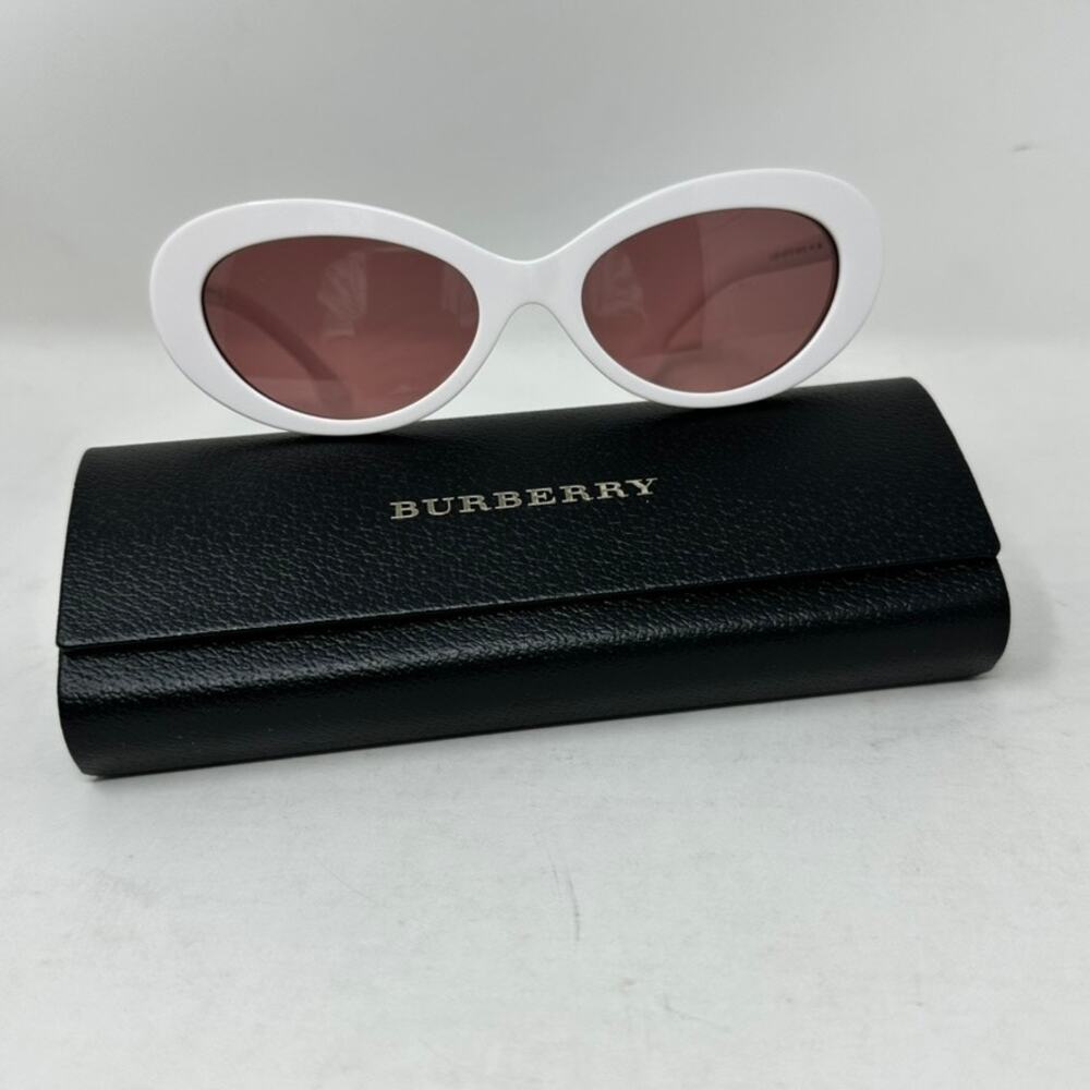Burberry Women's White Oval Sun Glasses Designer Summer Style Classic Timeless - Picture 4 of 13